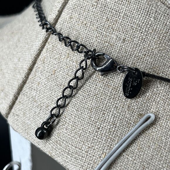 Lia Sophia Estate Necklace Black Tone Stones & Matching Post Earrings - Picture 9 of 16